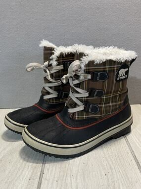 Sorel Tivoli Plaid Duck Winter Snow Waterproof Boots NL 1935-248 Womens Size 7